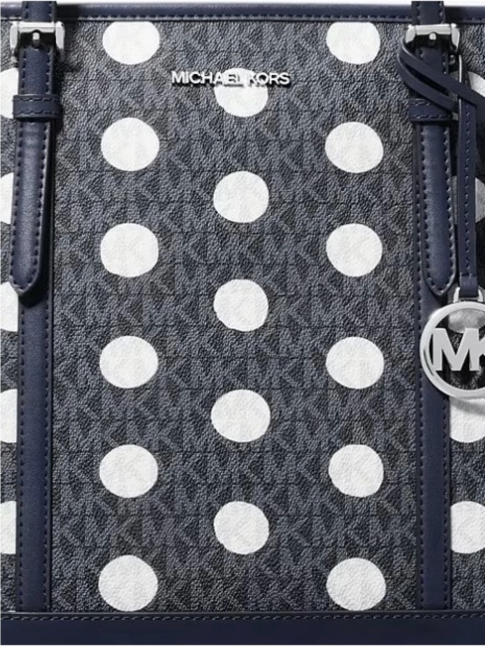 Michael Kors Jet Set Large Polka Dot Signature Logo Tote Bag - Picture 7 of 8